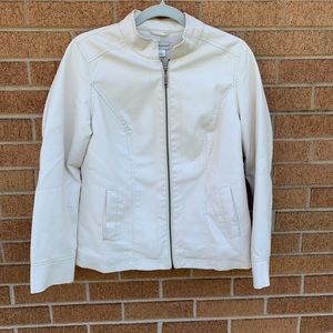 Christopher & Banks White Faux Leather Jacket Size Small